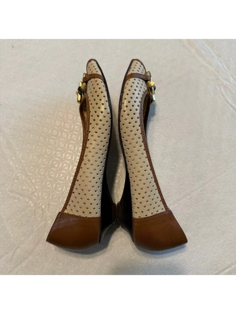 French Sole NY Women's Brown Peep Toe Flats Size 6.5